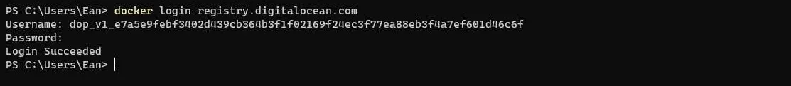 使用 docker login 登入 DigitalOcean