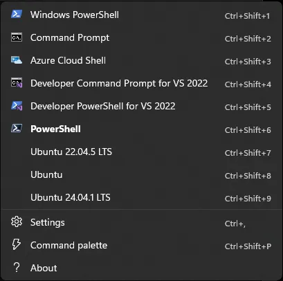 Windows Terminal 新視窗 Shell 選項